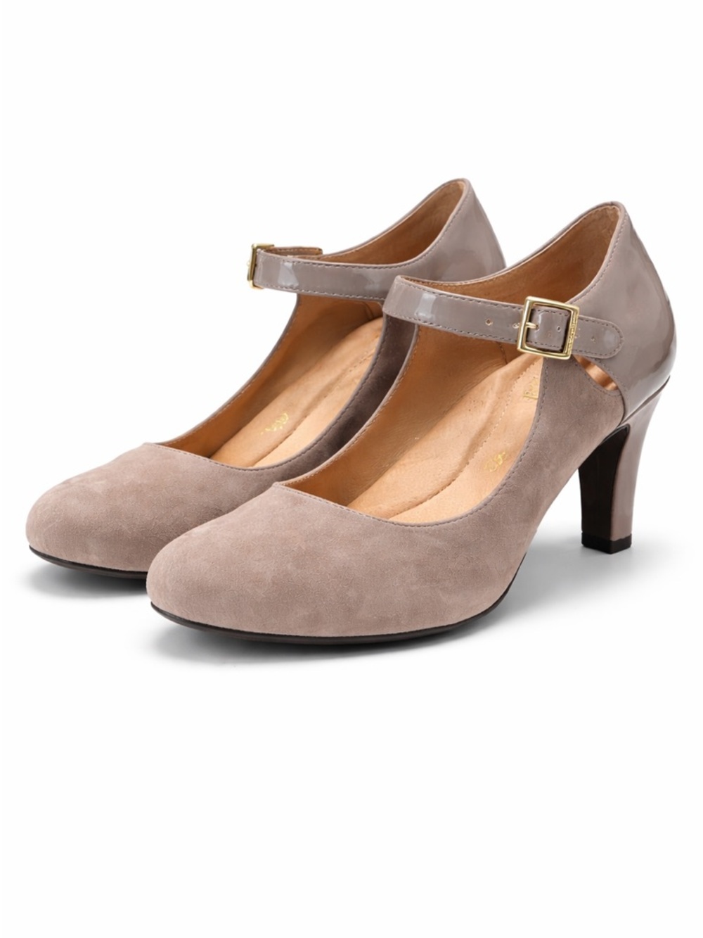 Giani Bernini Velmahl Taupe Suede Patent Mary Jane Heels 6.5M